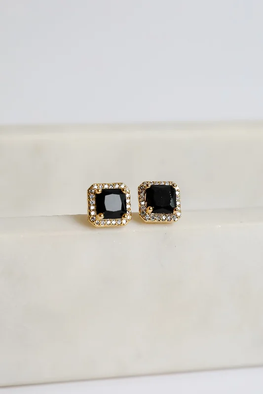 Earrings for everyday wear -Sutton Black Gemstone Stud Earrings