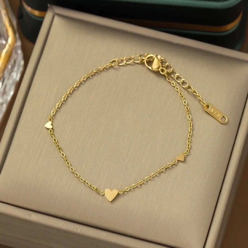 Yc [E57] Three Small Love Bracelets [Gold]