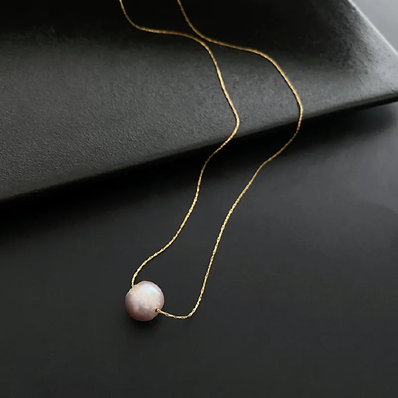 Purple Big Pearl Necklace