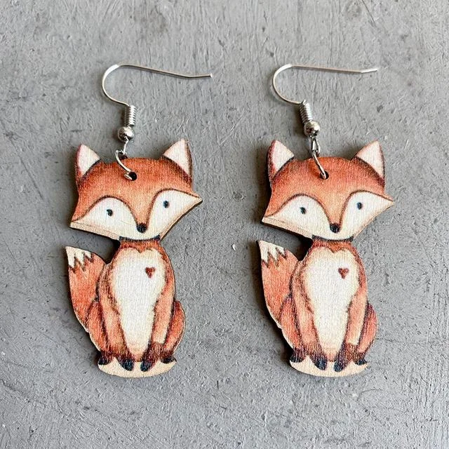 Exquisite crystal women's earrings -Adorable Woodland Fox Earrings