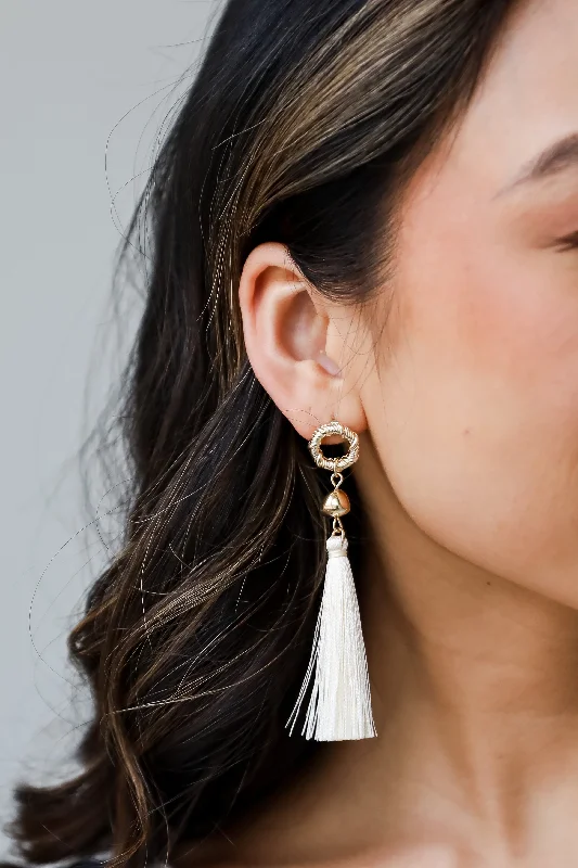 Boyfriend style earrings for women -FINAL SALE - Gracelyn Gold Tassel Earrings