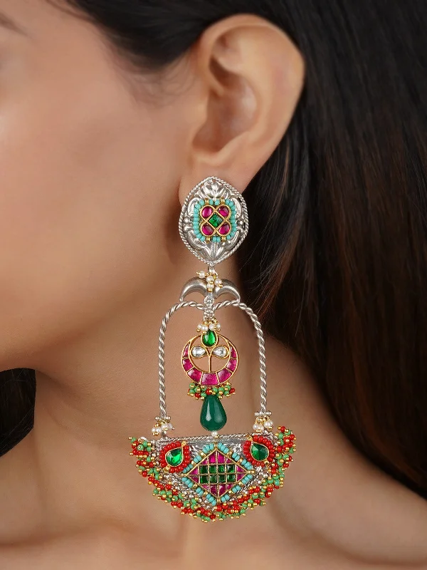 Summer earrings for women -Multicolor Tribal Earrings - EK-SFEAR314SLM