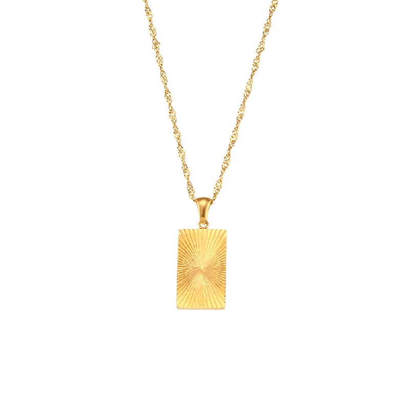 Striped geometric pendant necklace - rectangular