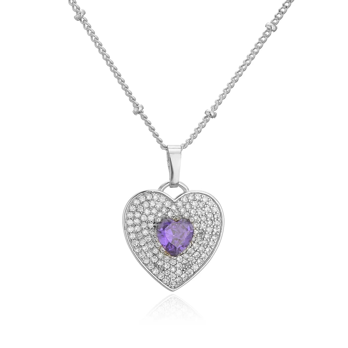 White Gold Color Love Purple Diamond