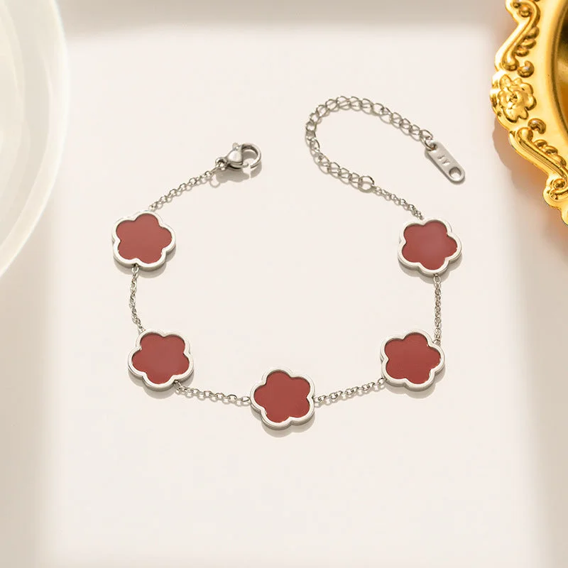 967 Red Shell Bracelet Silver