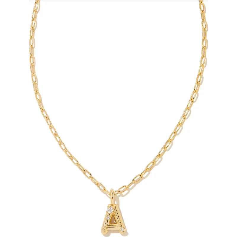 Women’s custom-made necklaces-Kendra Scott Gold Letter Initial Necklace In White Crystal