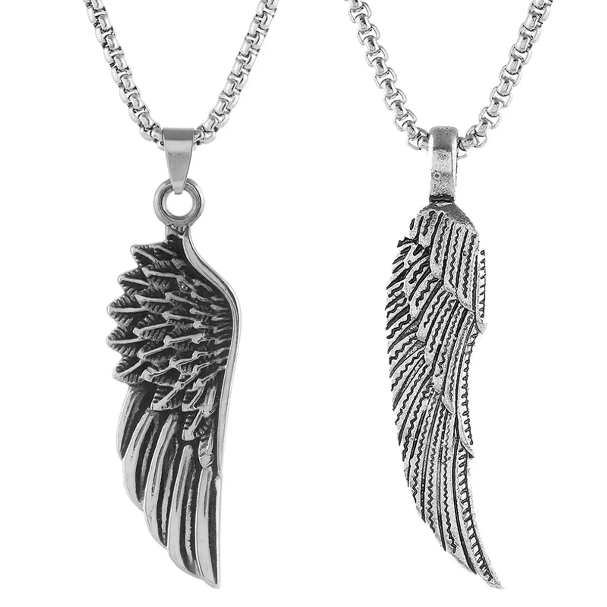 Women’s solitaire diamond necklaces-Hip-Hop Feather Plating Men'S Pendant Necklace