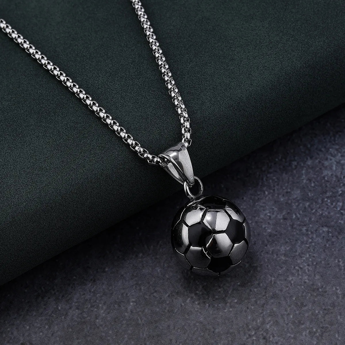 Women’s solitaire diamond necklaces-Retro Streetwear Football 304 Stainless Steel Polishing Men'S