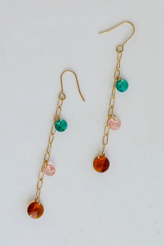 Summer earrings for women -Selena Gold Gemstone Drop Earrings