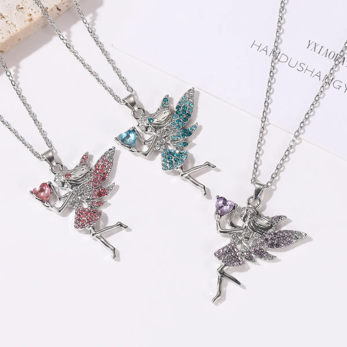 Women’s ruby necklaces-Fairy Style Cartoon Character Heart Shape Alloy Inlay Zircon Women'S Pendant Necklace