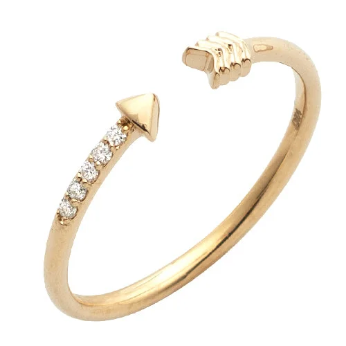 Engagement rings with two-tone band for women -14KY 0.05CTW DIAMOND OPEN DESIGN ARROW RING