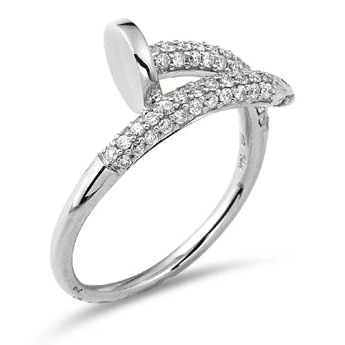 Designer engagement rings for women -14KW 0.50CTW DIAMOND DESIGNER NAIL RING