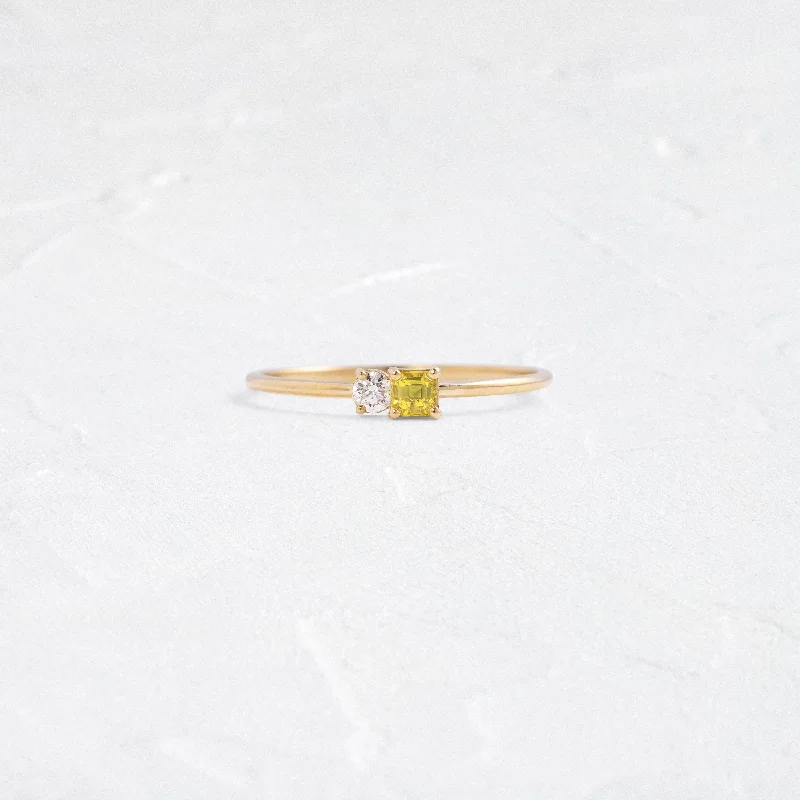 Women’s vintage rings-Lemon Sapphire Duet Ring, Edition 3