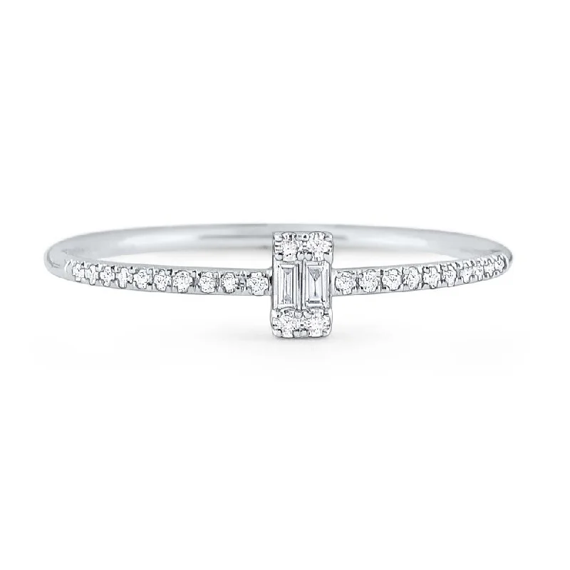 Engagement rings for women with oval center stone -14k Round and Diamond Baguette Stack Ring