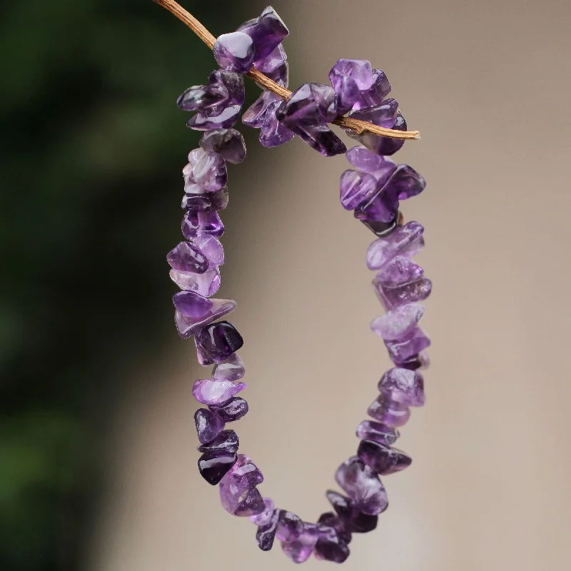 Layered bangle bracelets for women -Nature's Wisdom Amethyst Beaded Bracelet