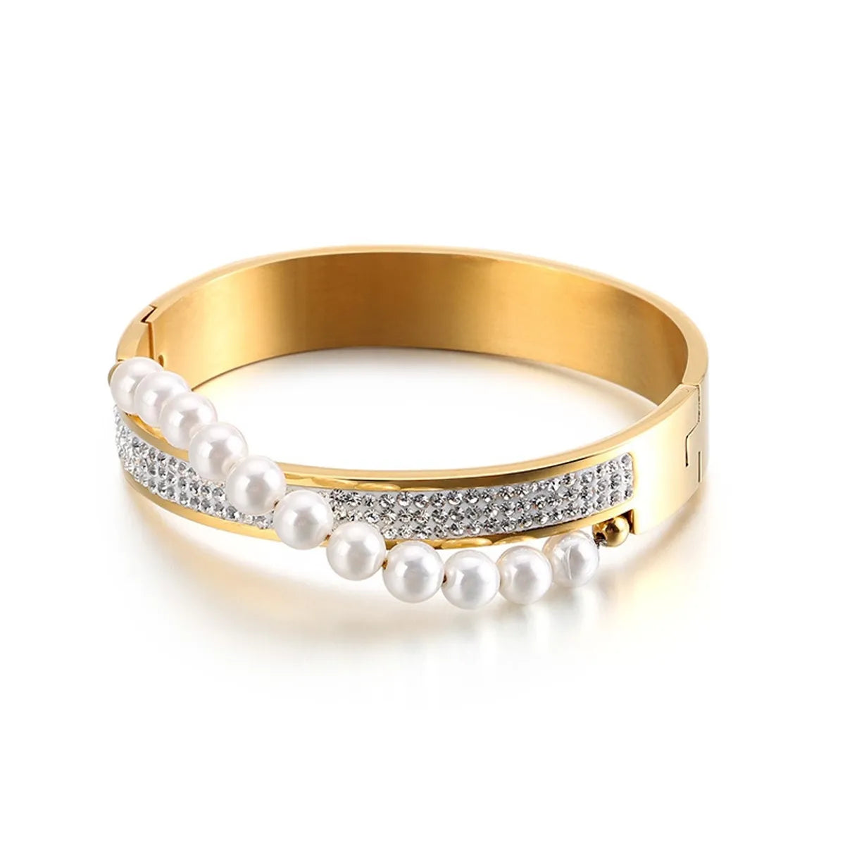 Multi-layer women's bracelets -Fashion Pearl Diamond Rhinestone Stainless Steel Bracelet Wholesale Gooddiy