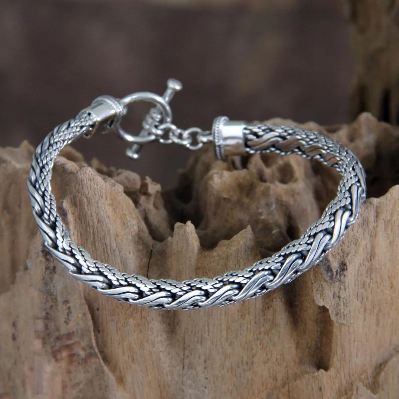 Women's charm bracelets -Surf Sterling Silver Men's Bracelet