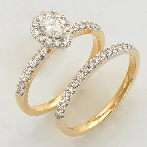 Custom-designed diamond engagement rings for women -14KY 0.75CTW DIAMOND PEAR SHAPE BRIDAL SET