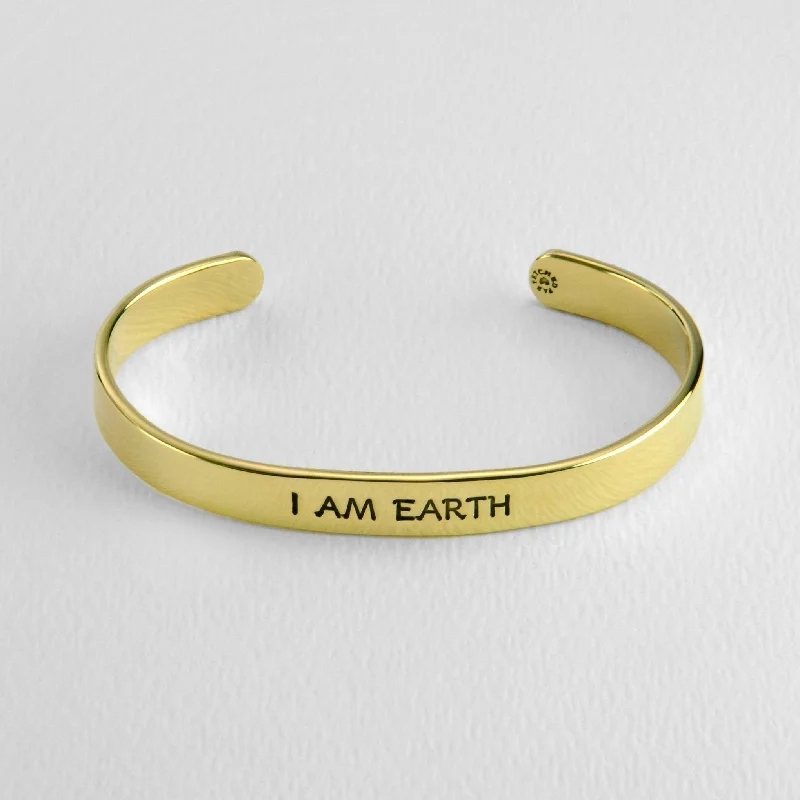 Adjustable gold bangles for women -I Am Earth Astrology Cuff Bracelet