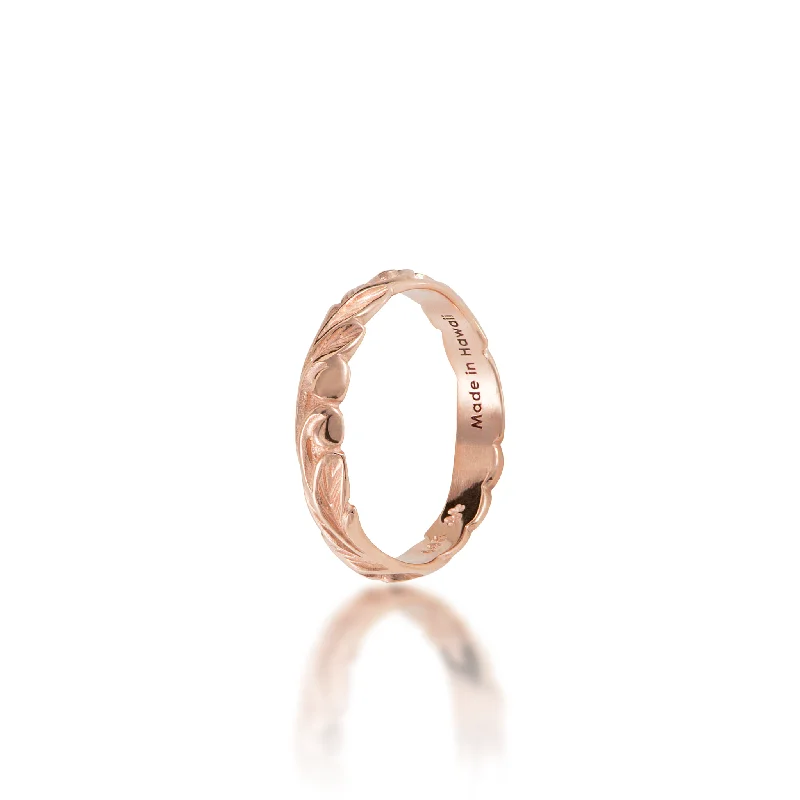 Women’s eternity diamond rings-Hawaiian Heirloom Old English Scroll Ring in Rose Gold - 3mm