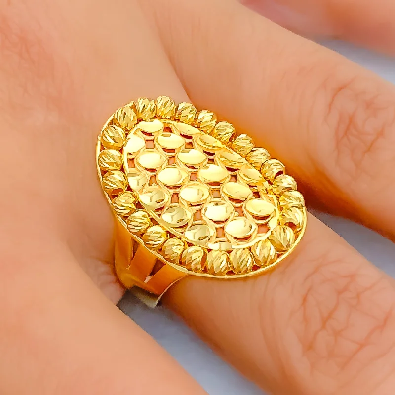 Women’s classic rings-Modern Oval Orb 22k Gold Ring