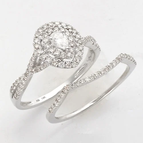 Modern engagement rings for women -14KW 0.70CTW DIAMOND PEAR SHAPE BRIDAL SET