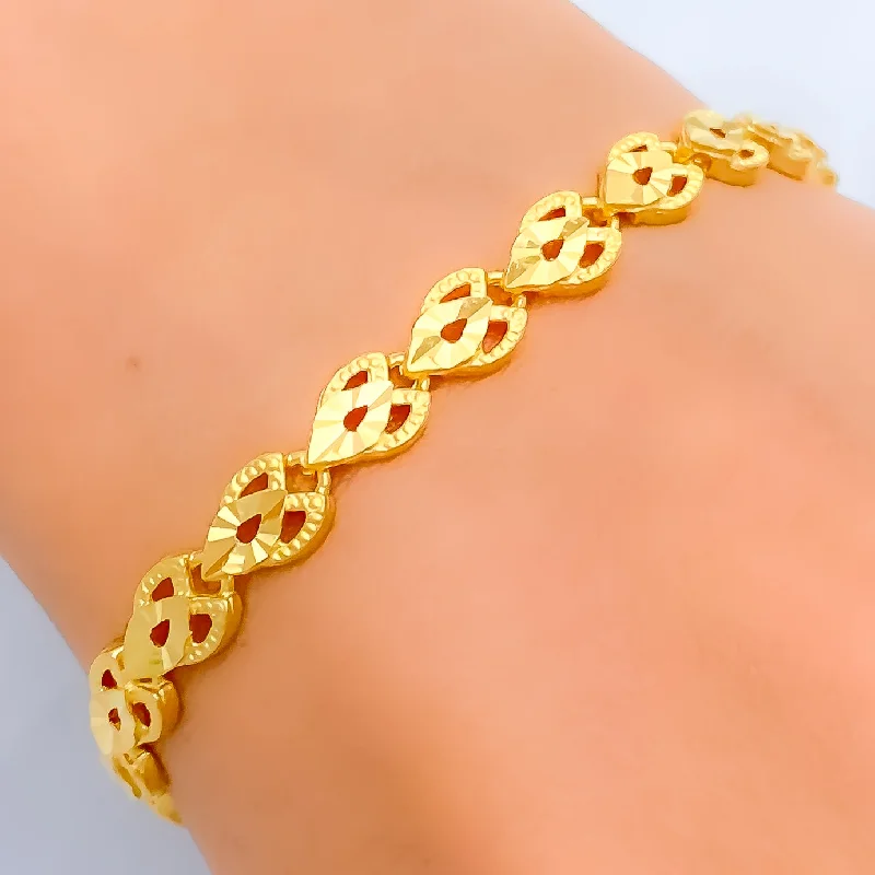 Layered bangle bracelets for women -Geometric Ornate 22k Gold Bracelet