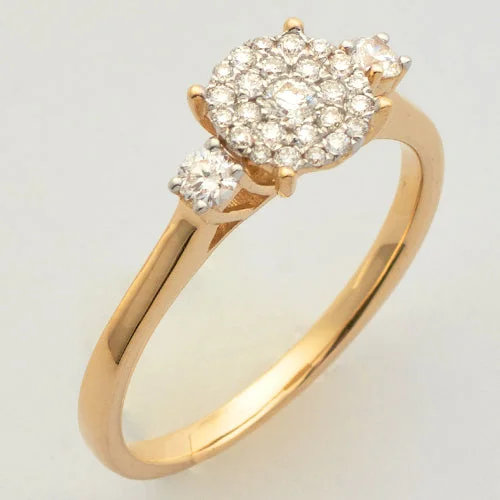 Engagement rings with modern twist for women -14KY 0.33CTW DIAMOND LUNA CLUSTER RING - 2 SIDE ST