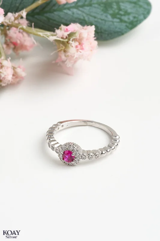 Women’s custom-designed rings-Zircon Ring (044-Pink)