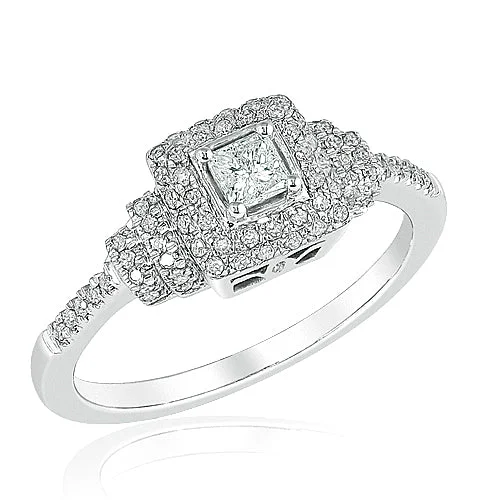 Engagement rings with emeralds for women -14KW 0.50CTW DIAMOND FANCY RING