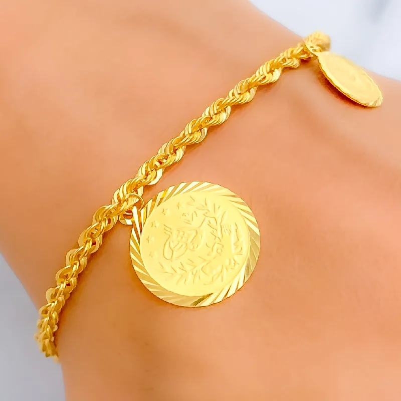 Affordable women's bracelets -Stylish Grandiose 21k Gold Coin Bracelet