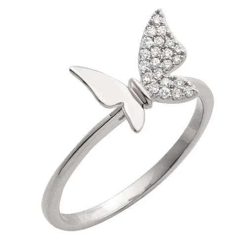 Vintage style engagement rings for women -14KW 0.15CTW DIAMOND DESIGNER BUTTERFLY RING