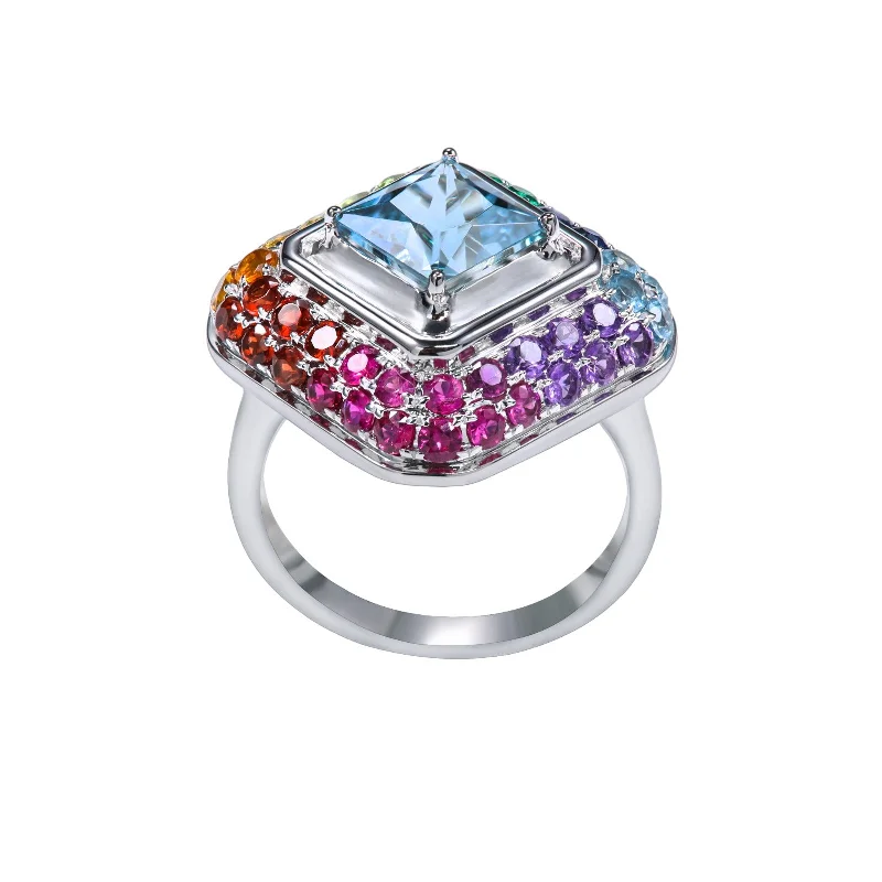 Women’s colorful gemstone rings-Aquamarine & Colour Stones Ring