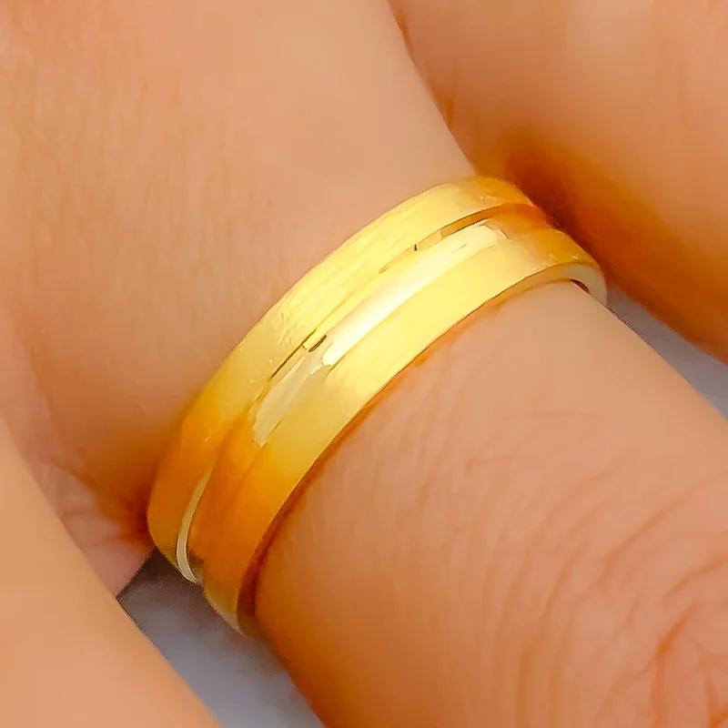 Women’s promise rings-Modern Matte Finish 22k Gold Band