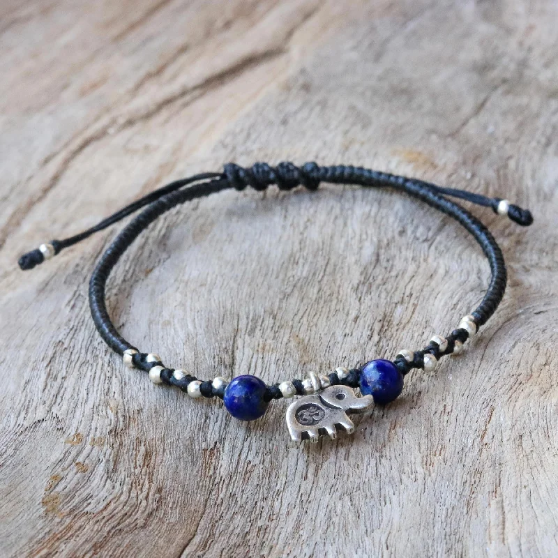 Classic women's bangles -Elephant Lapis Lazuli Adjustable Bracelet