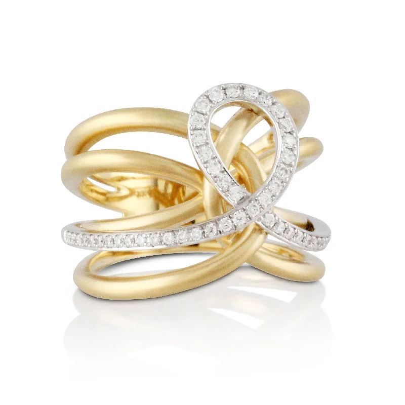 Unique engagement rings for women -Doves Diamond Fashion Collection 18K White And Yellow Gold Diamond Ring