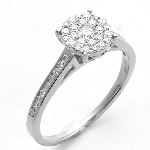 Engagement rings with unique settings for women -14KW 0.50CTW DIAMOND LUNA CLUSTER RING