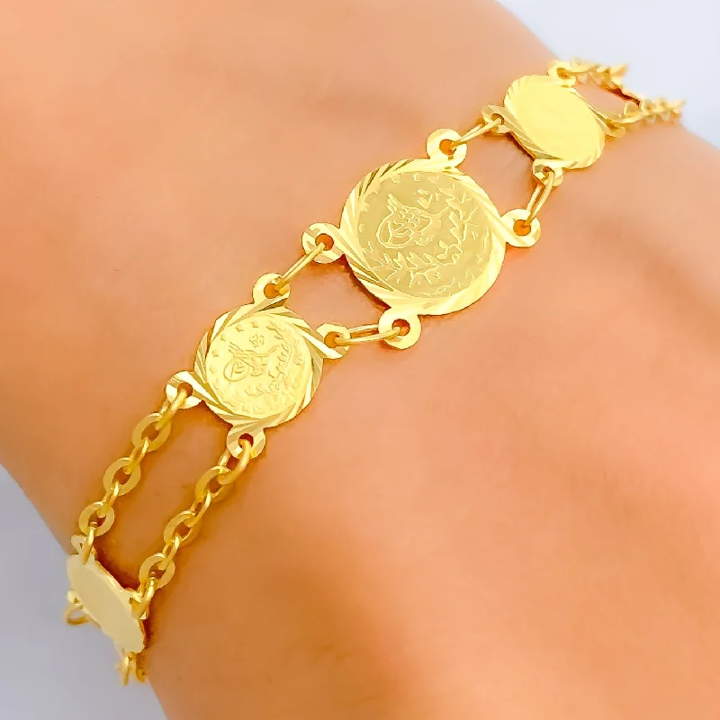 Modern simple women’s bracelets -Captivating Regal 21k Gold Coin Bracelet