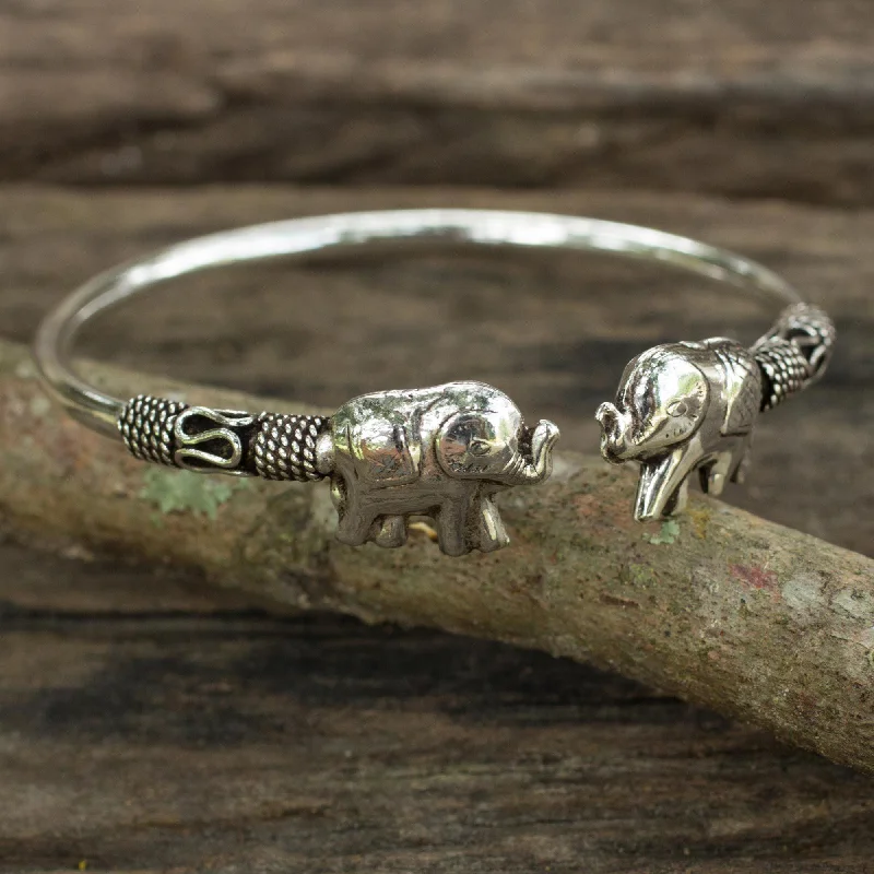 Thin women's bracelets -Proud Elephant Sterling Silver Cuff Bracelet