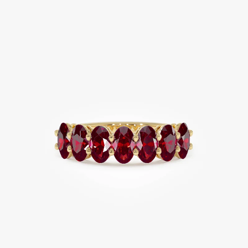 Women’s ruby rings-14k Oval Shaped Basket Setting Ruby Ring