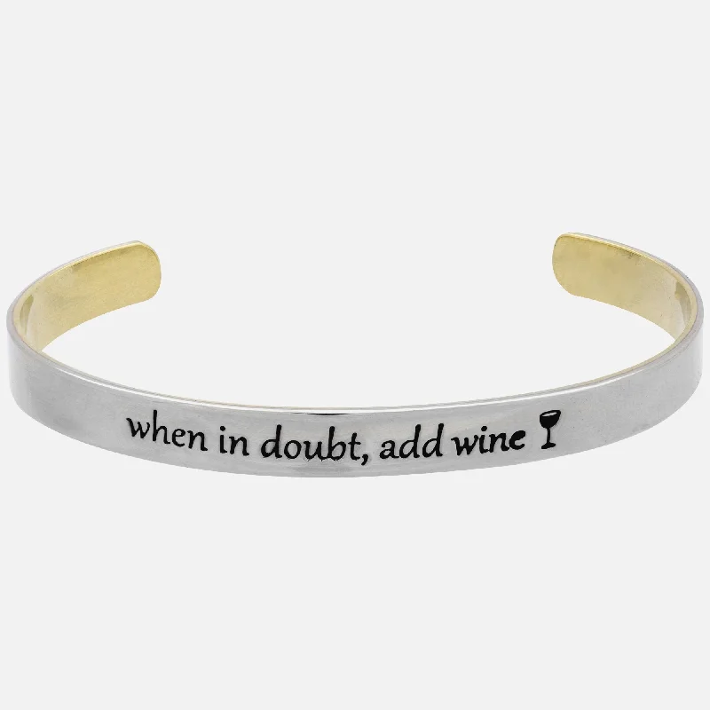 Unique women's bangles -When In Doubt Add Wine Mixed Metals Cuff Bracelet