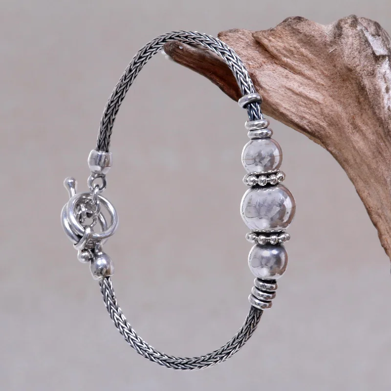 Women's bracelet and chain -Naga Trio Silver Chain Bracelet