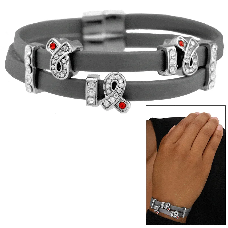 Women's open bangle designs -Double Up Diabetes Awareness Bracelet