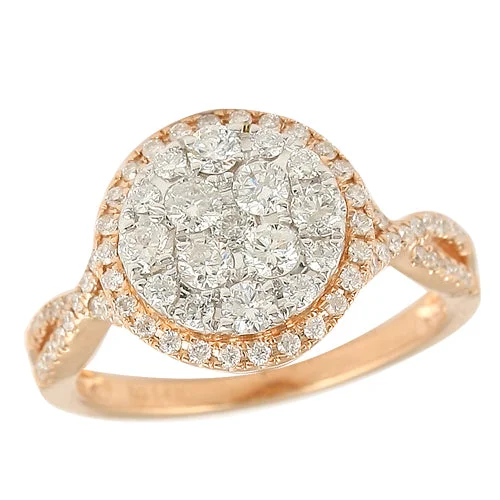 Engagement rings for women with matching bands -14KR 1.00CTW DIAMOND ROUND CLUSTER RING