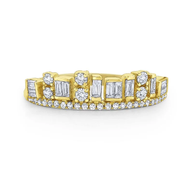 Solitaire engagement rings for women -Diamond Mosaic Skyline Band Set in 14 Kt. Gold