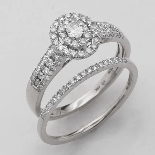 Contemporary engagement rings for women -14KW 0.65CTW OVAL DIAMOND BRIDAL SET