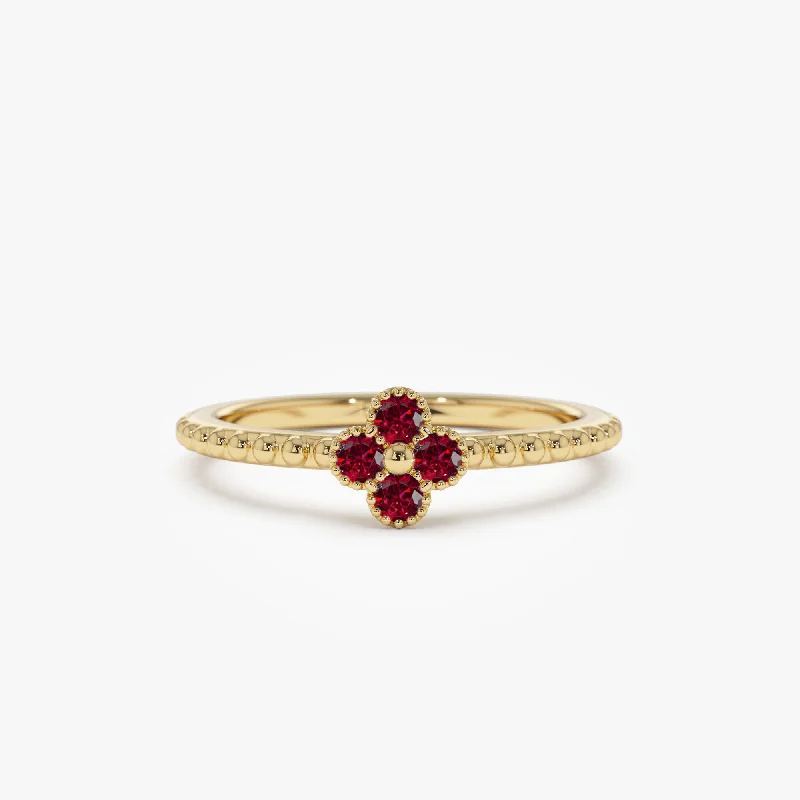 Women’s anniversary rings-14k Ruby Clover Ring