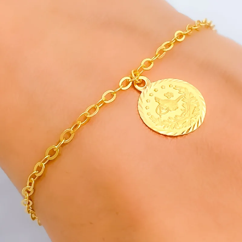 Artistic design women's bracelets -Rich Vibrant 21k Gold Coin Bracelet