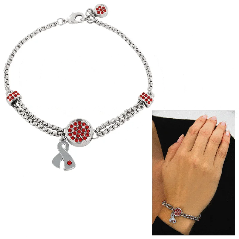 Dainty women's bracelets -Diabetes Ribbon Pavé Bracelet