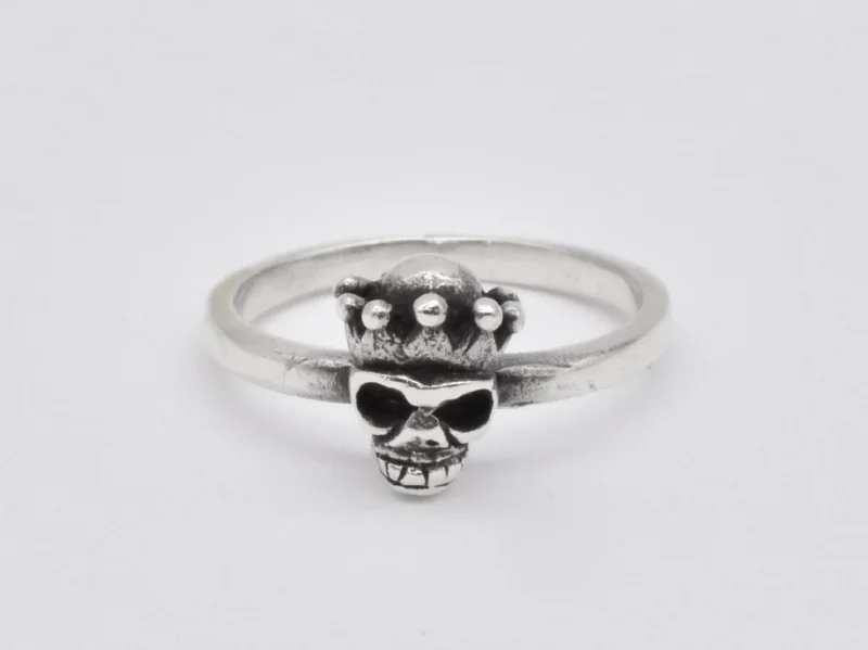 Women’s opal rings-Silver Skull Ring - Skull Crown Ring, Gothic Skull Ring